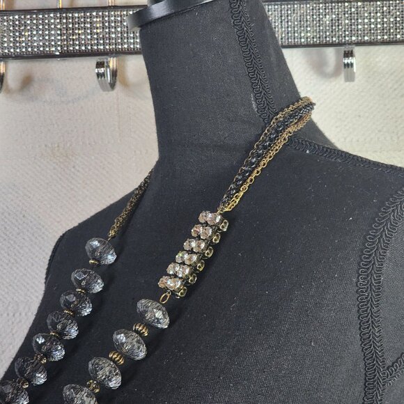 Chico's Vtg Mesh Caged Crystal Gold Metal Beads w/Rhinestone Bling 34" Necklace - Picture 10 of 16